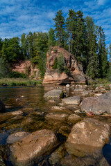 Zvartes rock is one of the most picturesque Devonian sandstone rock outcrops in Latvia. It is located in the Gauja National Park, on the banks of Amata.