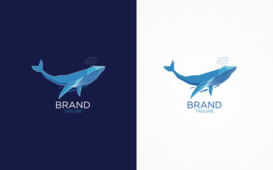 whale logo illustration, for your promotional media branding purposes