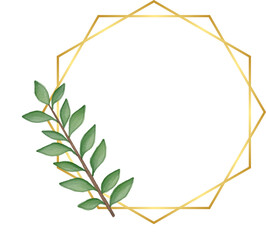 Gold Border Frame with Leaf
