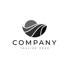 creative ocean sun wave logo design