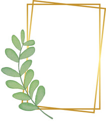 Rectangle Gold Border Frame with Leaf