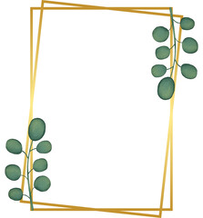 Rectangle Gold Border Frame with Leaf