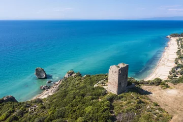 Poster Aerial view of ruins of Apollonia tower in Greece © Fyle