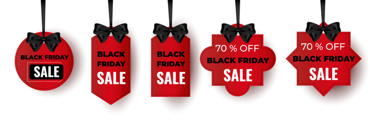 Black Friday label set with bow.