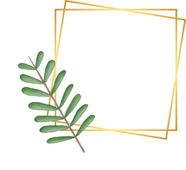 Square Gold Border Frame with Leaf