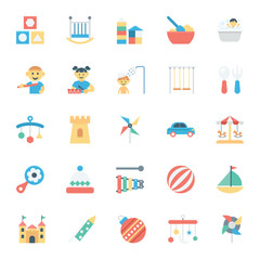 Baby and Kids Colored Vector Icons 