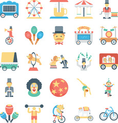Circus Colored Vector Icons