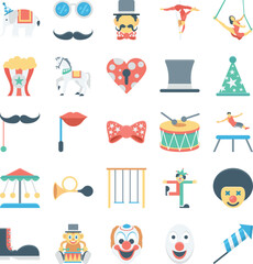 Circus Colored Vector Icons