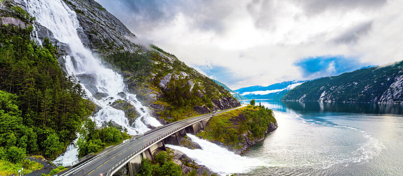  Langfossen cascade waterfall