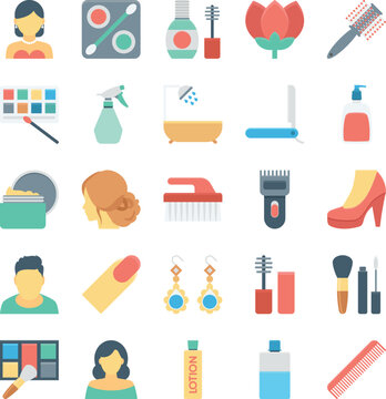 Beauty and SPA Colored Vector Icons 
