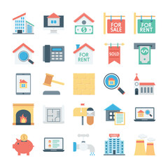 Real Estate Colored Vector Icons