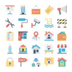 Real Estate Colored Vector Icons 