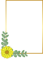 Obraz premium Rectangle Gold Frame with Flower and Leaf