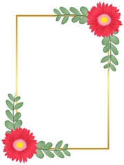 Rectangle Gold Frame with Flower and Leaf