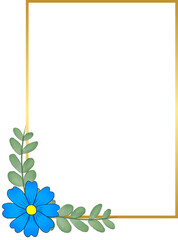 Rectangle Gold Frame with Flower and Leaf
