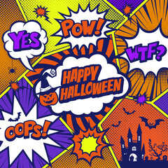 The pop art style, Comic book concept HALLOWEEN speech bubble.