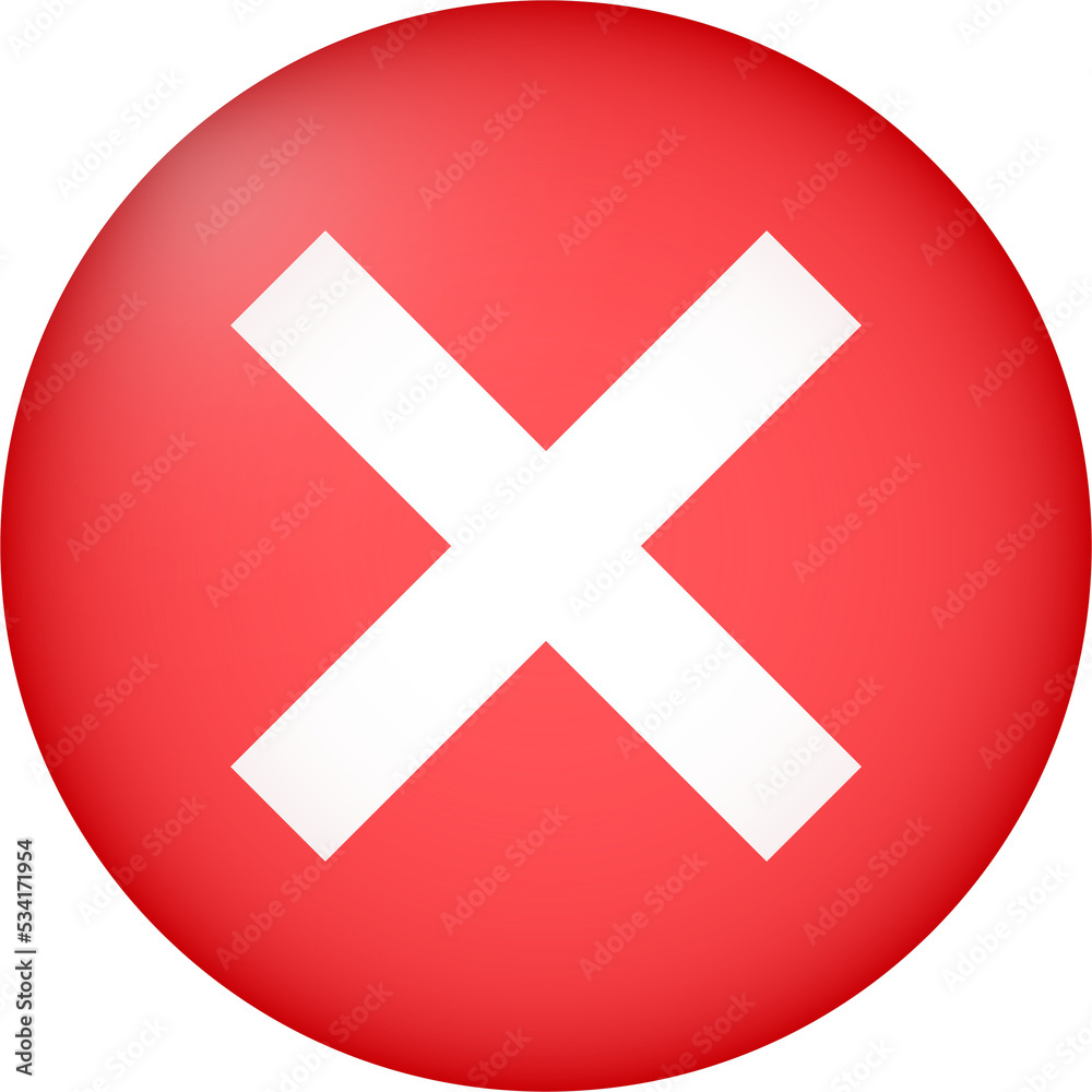 Poster cross mark symbol in 3d style. red cross marks button.