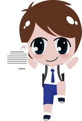 happy kids in uniform cloths holding certificates ribbons