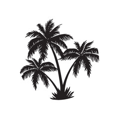 Obraz na płótnie Canvas Black palm trees set isolated on white background icon or logo isolated sign symbol design vector illustration high quality black style