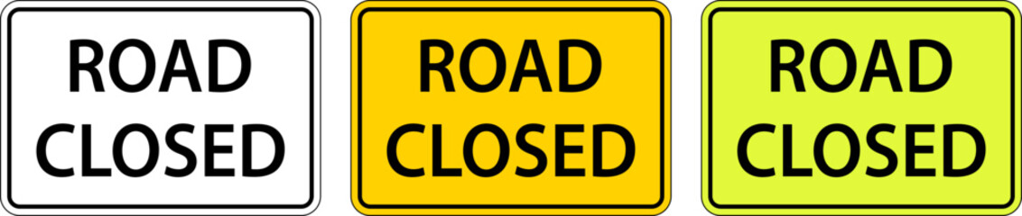 Road Closed Sign On White Background
