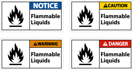 Flammable Liquids Sign On White Background