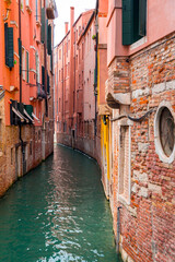 Beautiful canals and traditional Venetian buildings in Venice, Italy