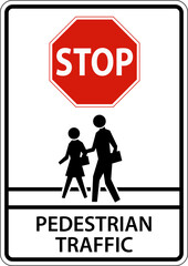 Stop Pedestrian Traffic Sign On White Background