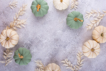 White and green decorative pumpkin