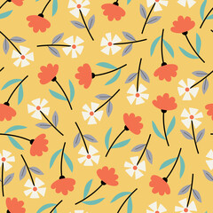 Artistic trendy floral seamless ditsy pattern design. Modern elegant repeating blooming flowers background for surface printing