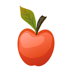 Flat red apple for concept design. Sweet food.