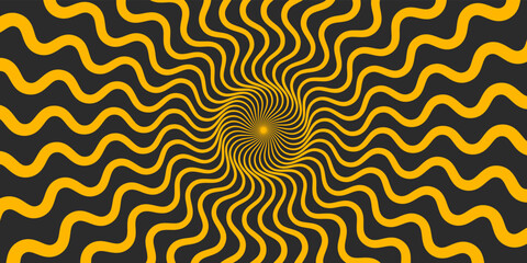 Retro banner with sun and rays in style of 70s