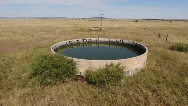 Farm dam surrounded by fields