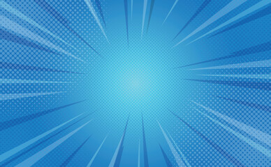 Sunburst pop art blue comics book halftone background © Vdant85