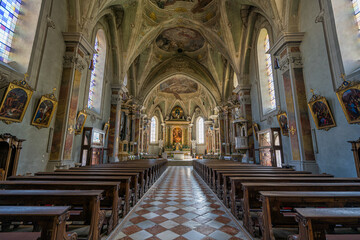 Fototapeta na wymiar Interior sight in Saint Michael Church in Bressanone. Province of Bolzano, Trentino Alto Adige, Italy.