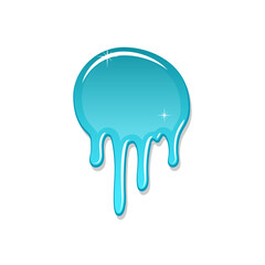 Drip paint spot 3D isolated on white background. Turquoise ink splash. Splatter stain texture. Dribble down design. Flow art material. Liquid drop. Fluid splash stain liquid Vector illustration