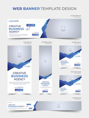 Creative business agency web banner and ads template design bundle