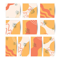 Abstract orange backgrounds. Vector set of templates for social networks, postcards and posters