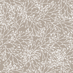 Obraz premium Vector seamless pattern with hand drawn leaf. Contemporary floral botanical seamless pattern.