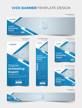 Geometric corporate business web banner template design, social media cover template collection