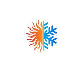 HVAC Logo - Heating and Cooling Symbol - Sun and Snowflake Icon