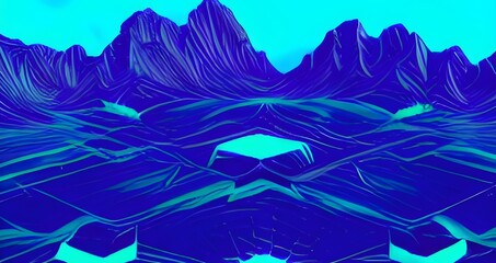 Luxury abstract fluid art painting in alcohol ink technique, mixture of blue and purple paints. Imitation of marble stone cut, glowing golden veins. Tender and dreamy design.