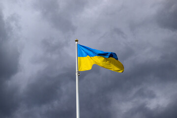 waving Ukrainian flag