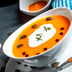 delicious pumpkin soup with coconut milk