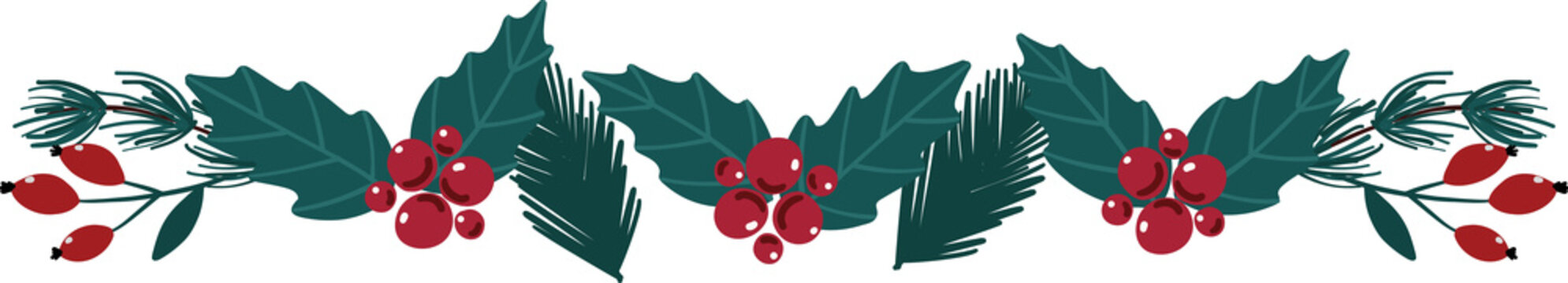 Floral winter florwer border, christmas decorative element