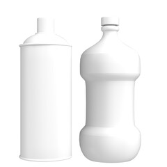 3d rendering illustration of a set of bathroom bottles