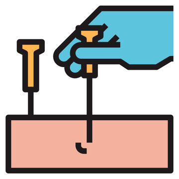 hand screwing nail into wood clip art preview