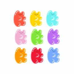 Gummy bear cute vector set