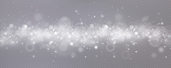 Falling snow.Christmas background.Snow blizzard.Transparent background.Light effect.