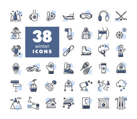 Winter vector isolated icon set. Wintertime