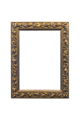 Vintage frame for photos or paintings in the color of gold blackening, highlighted on a white background. Rectangular vertical. Blank for the designer.
